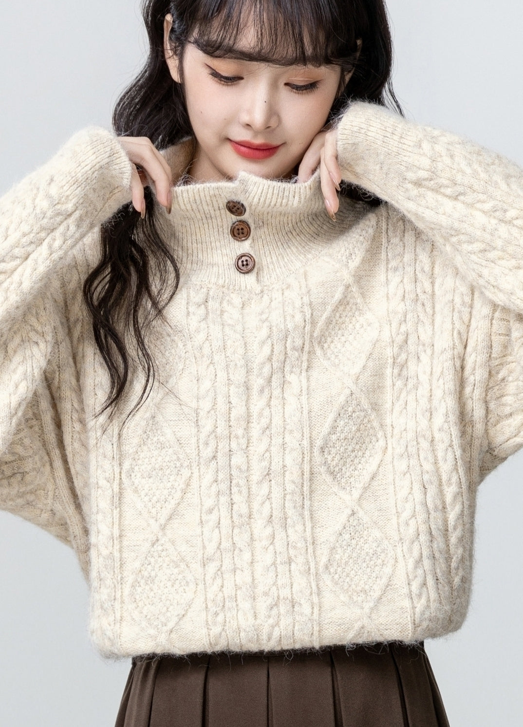 Cozy Cable Knit Turtleneck Sweater Pullover