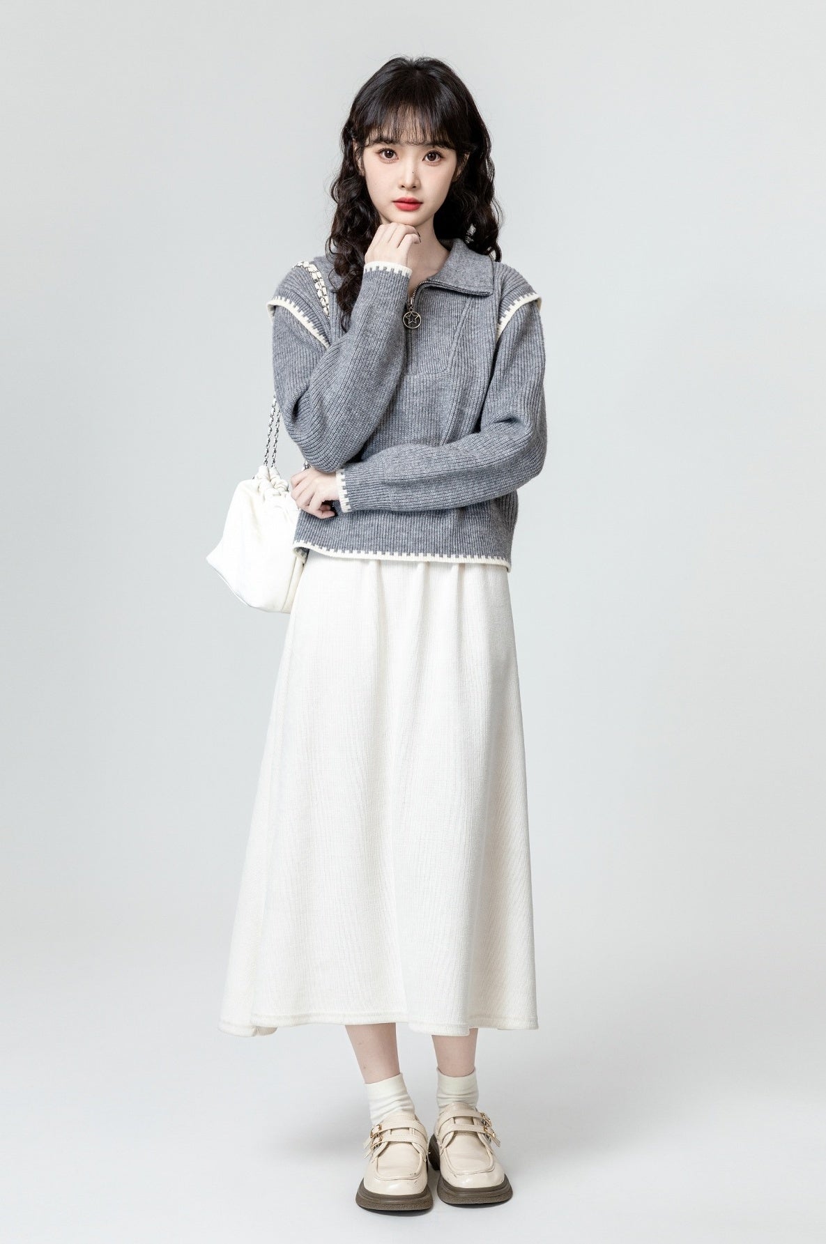 Cozy Knit Sweater With Star Zip Pull