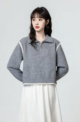 Cozy Knit Sweater With Star Zip Pull