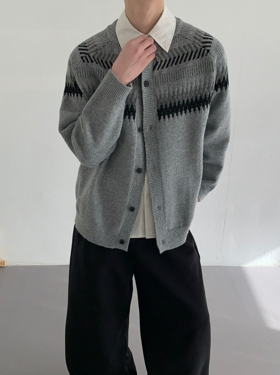 Cozy Fair Isle Knit Cardigan Sweater Jacket