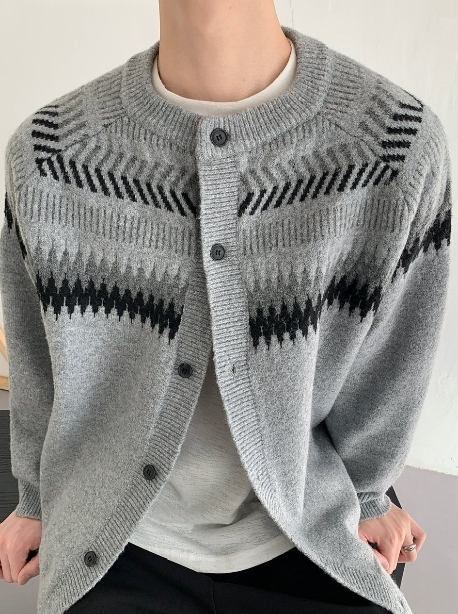 Cozy Fair Isle Knit Cardigan Sweater Jacket