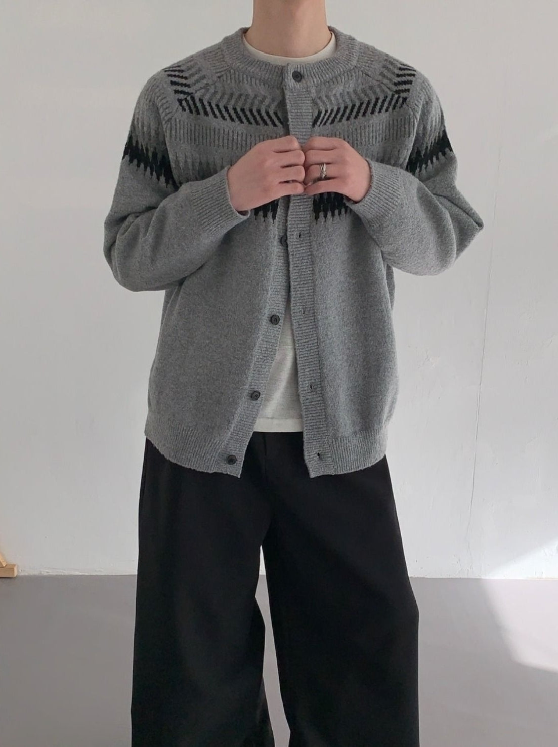 Cozy Fair Isle Knit Cardigan Sweater Jacket