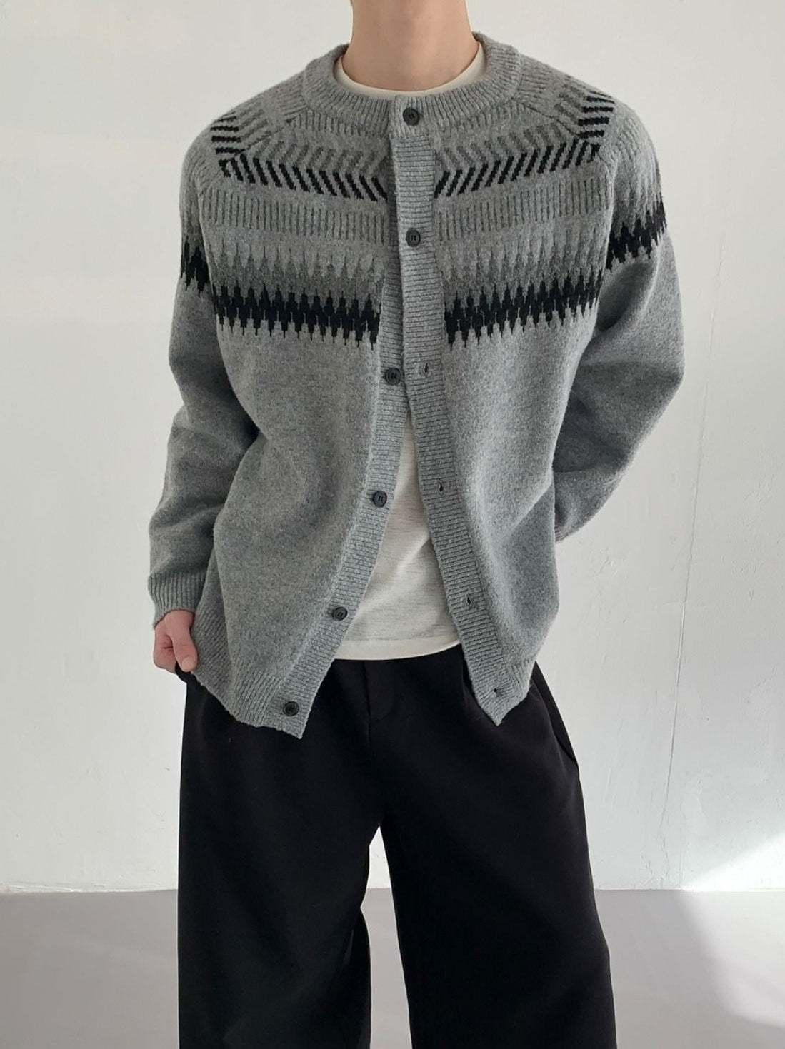 Cozy Fair Isle Knit Cardigan Sweater Jacket