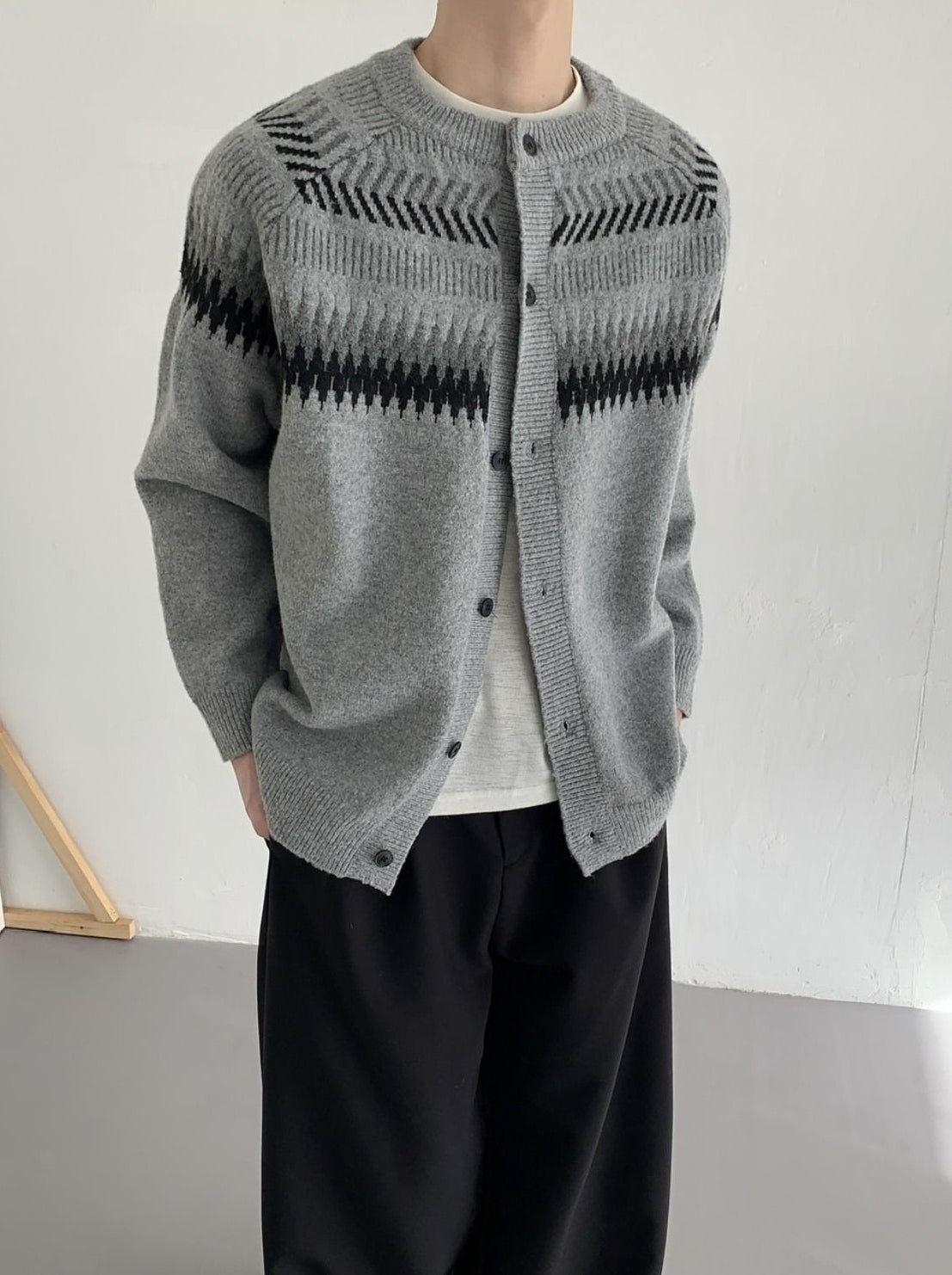 Cozy Fair Isle Knit Cardigan Sweater Jacket