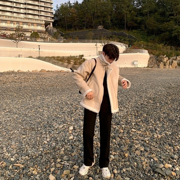 Cozy Fleece Jacket Casual Motorcycle Style