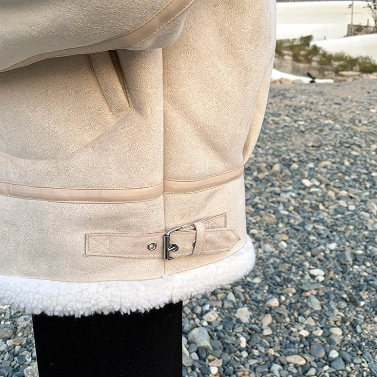 Cozy Fleece Jacket Casual Motorcycle Style