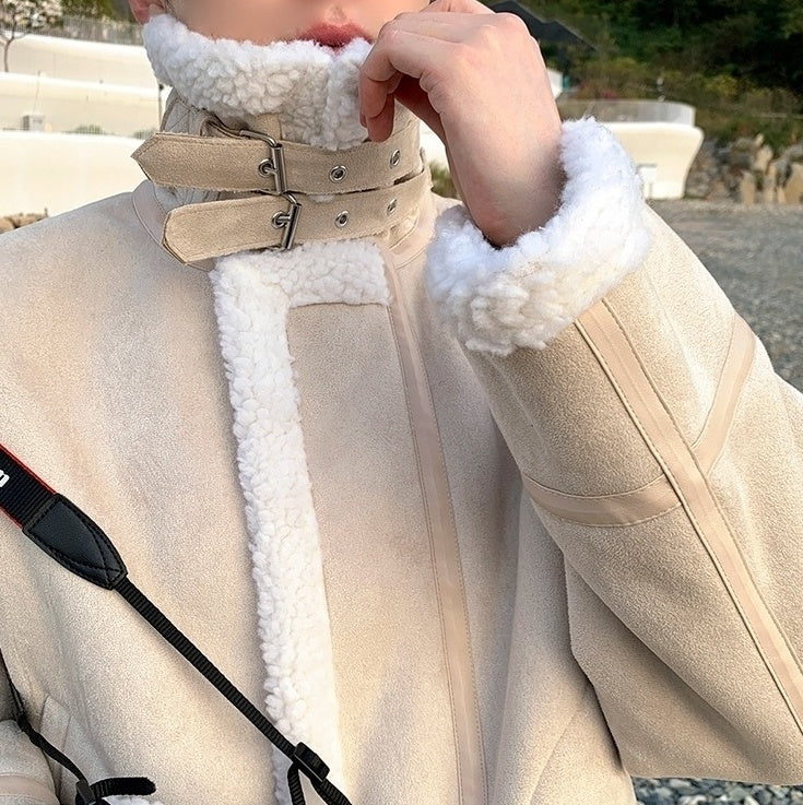 Cozy Fleece Jacket Casual Motorcycle Style