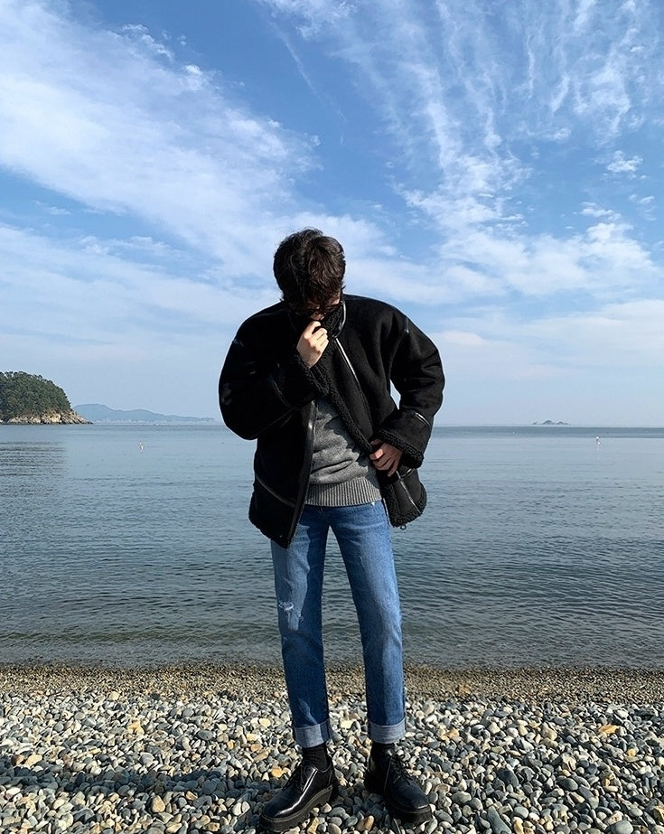 Cozy Fleece Jacket Casual Motorcycle Style