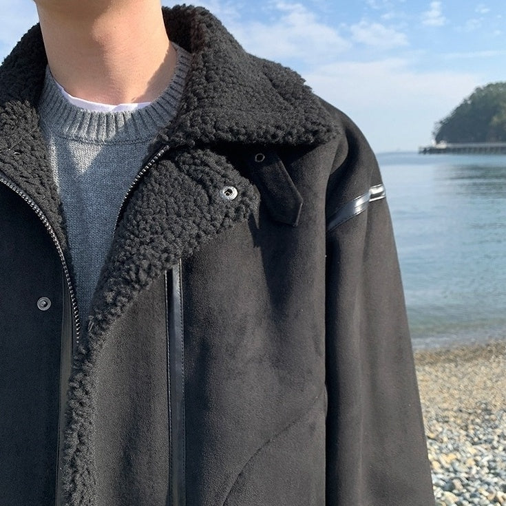 Cozy Fleece Jacket Casual Motorcycle Style