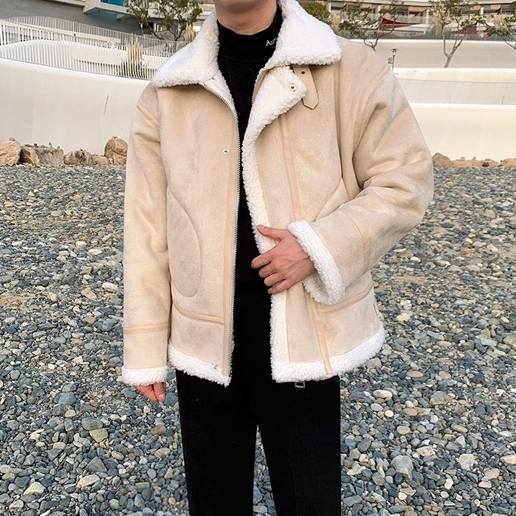 Cozy Fleece Jacket Casual Motorcycle Style