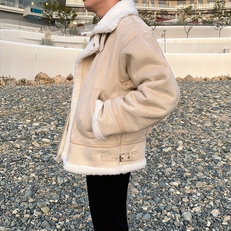 Cozy Fleece Jacket Casual Motorcycle Style