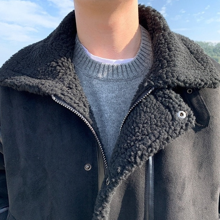 Cozy Fleece Jacket Casual Motorcycle Style