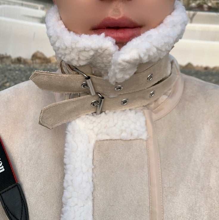 Cozy Fleece Jacket Casual Motorcycle Style