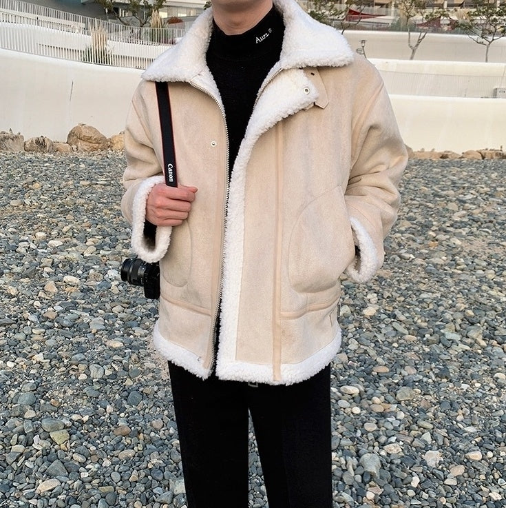 Cozy Fleece Jacket Casual Motorcycle Style