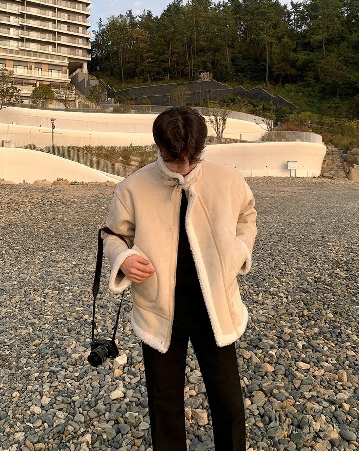 Cozy Fleece Jacket Casual Motorcycle Style