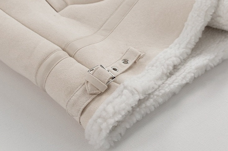 Cozy Fleece Jacket Casual Motorcycle Style