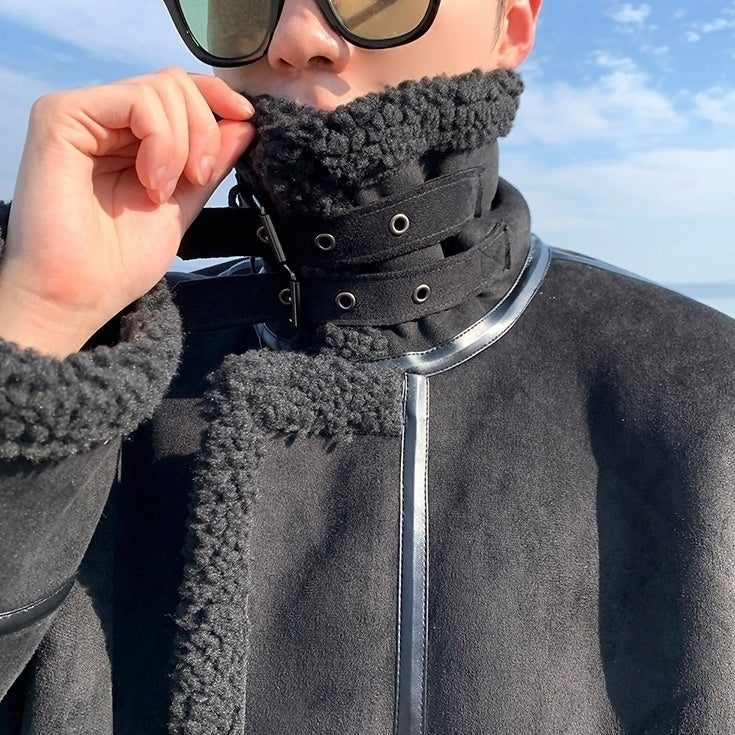 Cozy Fleece Jacket Casual Motorcycle Style