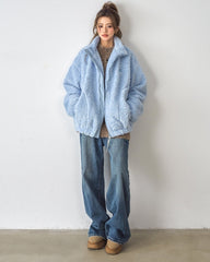Cozy Fleece Lined Stand Collar Jacket
