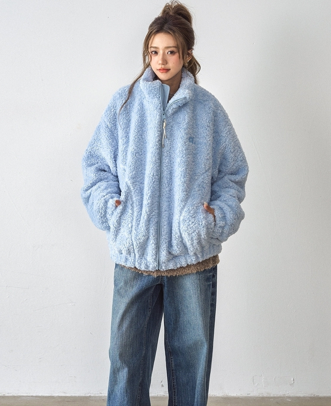 Cozy Fleece Lined Stand Collar Jacket