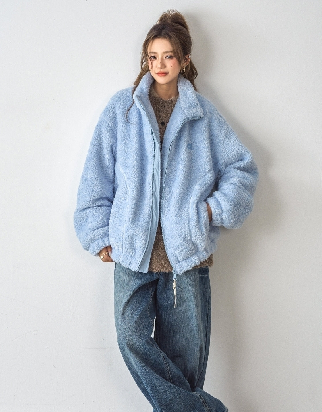 Cozy Fleece Lined Stand Collar Jacket