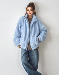 Cozy Fleece Lined Stand Collar Jacket
