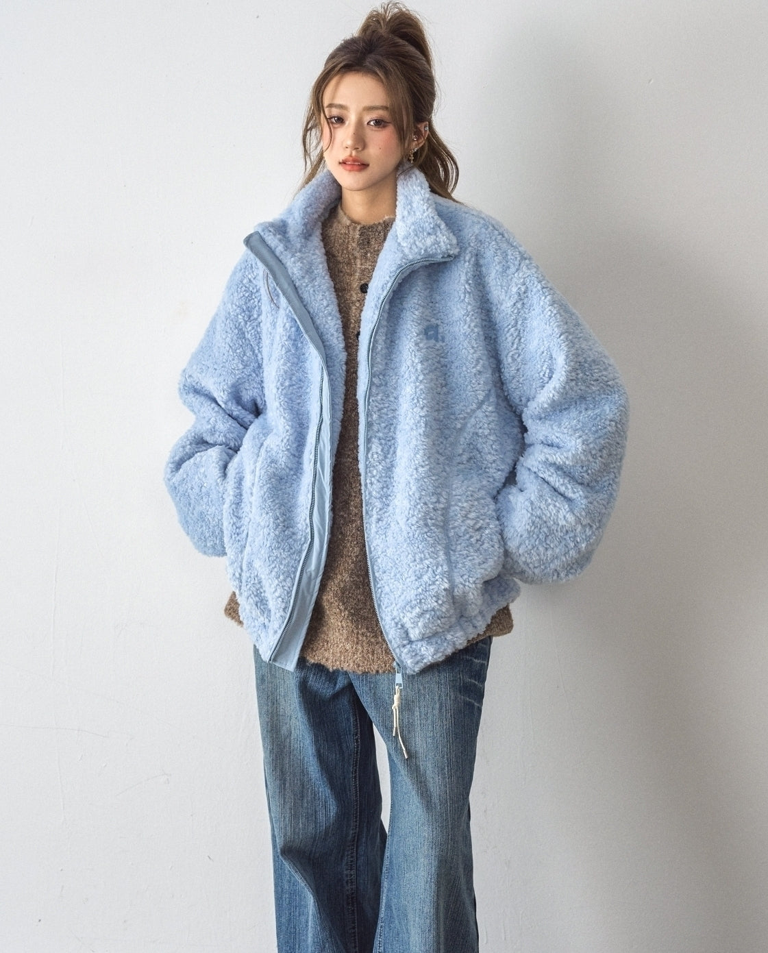 Cozy Fleece Lined Stand Collar Jacket