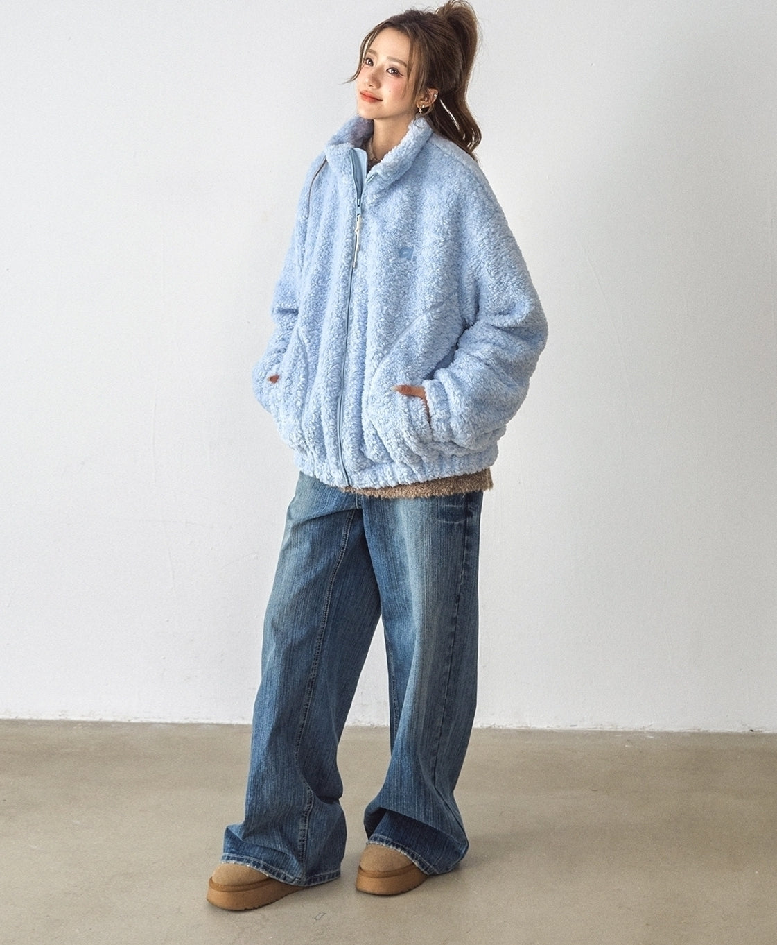 Cozy Fleece Lined Stand Collar Jacket