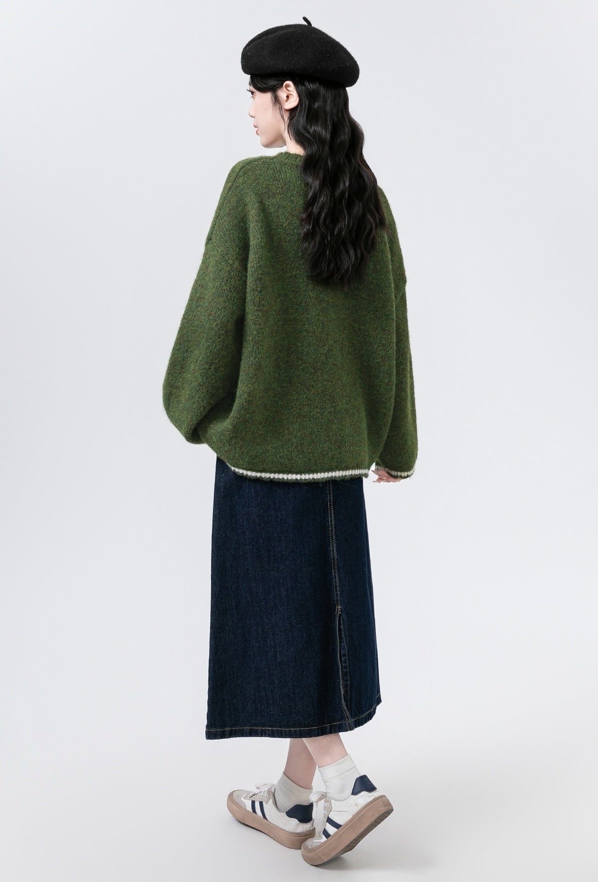 Cozy Green Knit Pullover Sweater