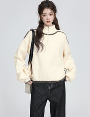 Cozy Half Zip Turtleneck Knit Sweater