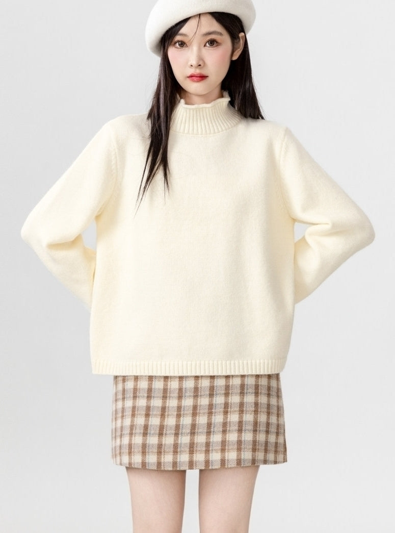 Cozy High Neck Knit Sweater For Layering