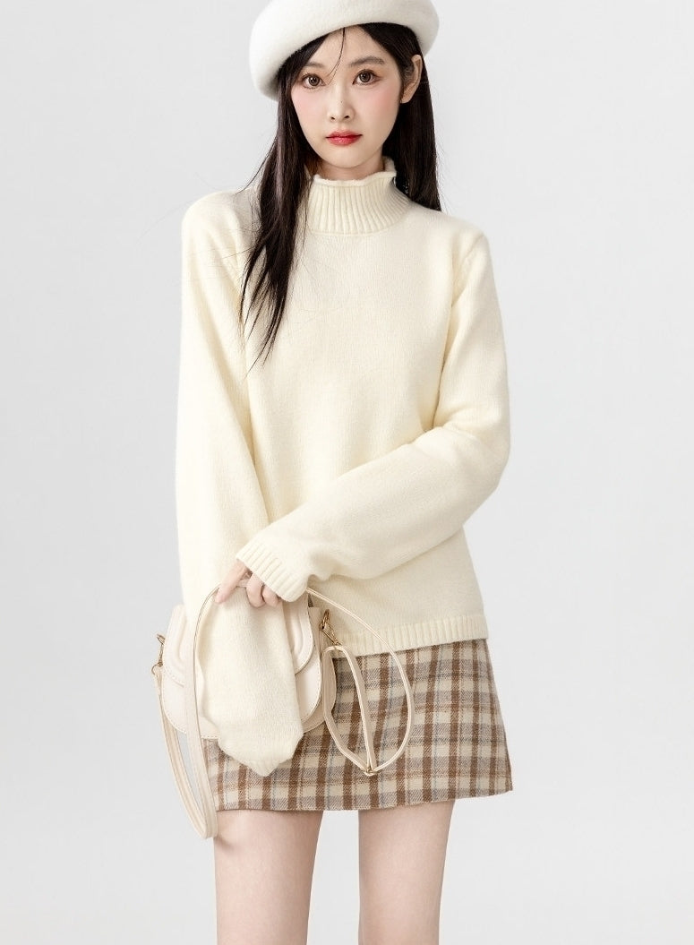 Cozy High Neck Knit Sweater For Layering