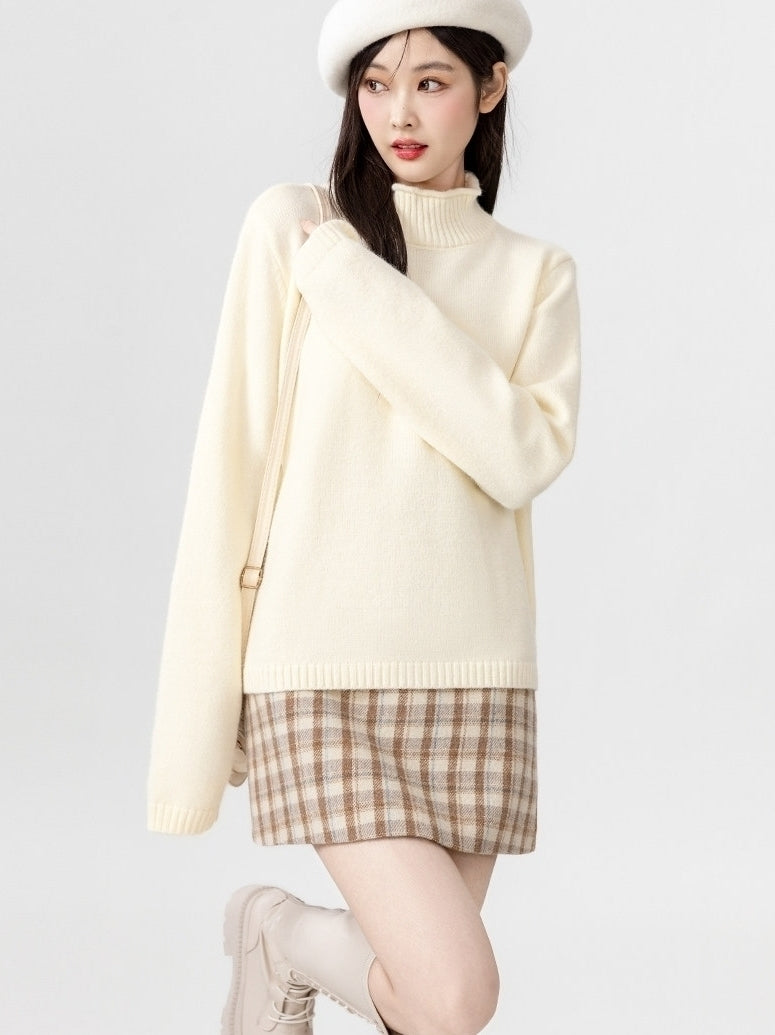 Cozy High Neck Knit Sweater For Layering