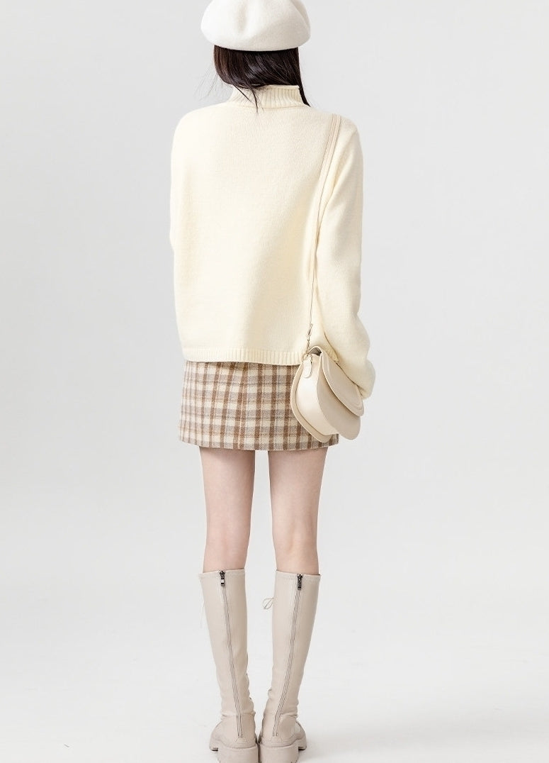 Cozy High Neck Knit Sweater For Layering