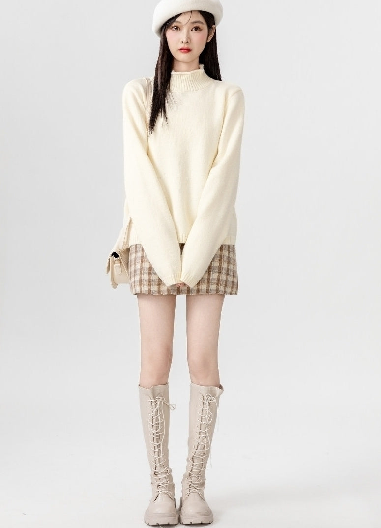 Cozy High Neck Knit Sweater For Layering