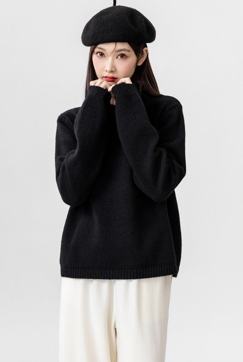Cozy High Neck Knit Sweater For Layering