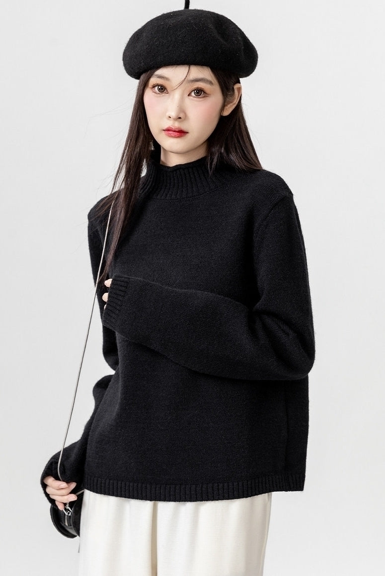 Cozy High Neck Knit Sweater For Layering