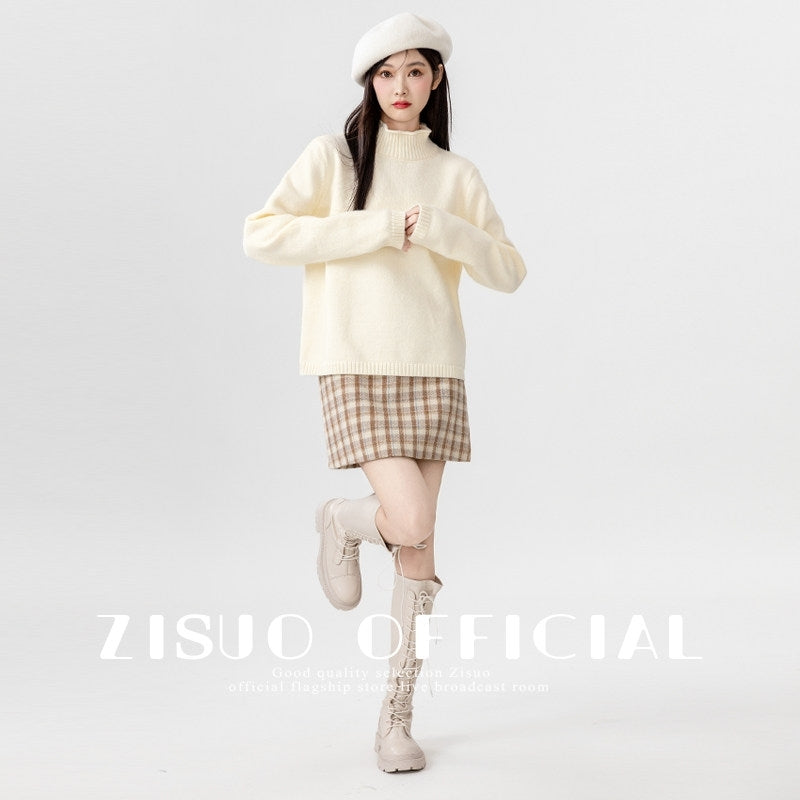 Cozy High Neck Knit Sweater For Layering