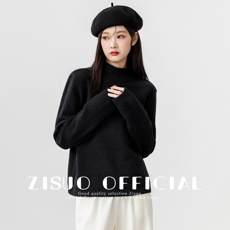 Cozy High Neck Knit Sweater For Layering