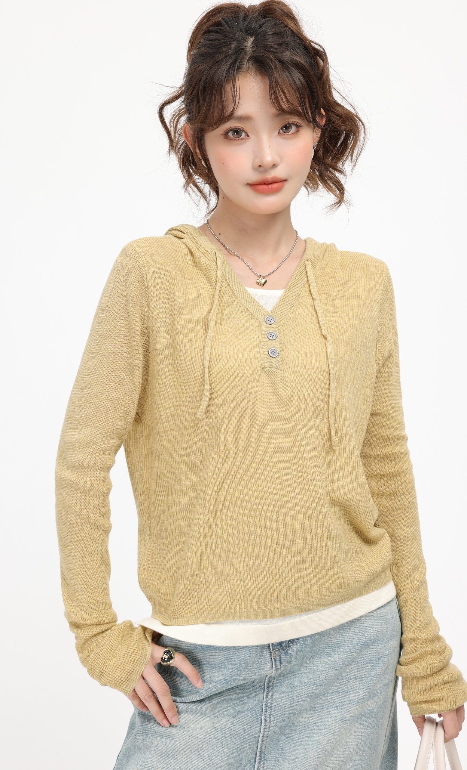 Yellow Casual Autumn Shirt Hoodie