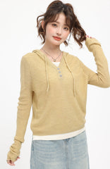 Yellow Casual Autumn Shirt Hoodie