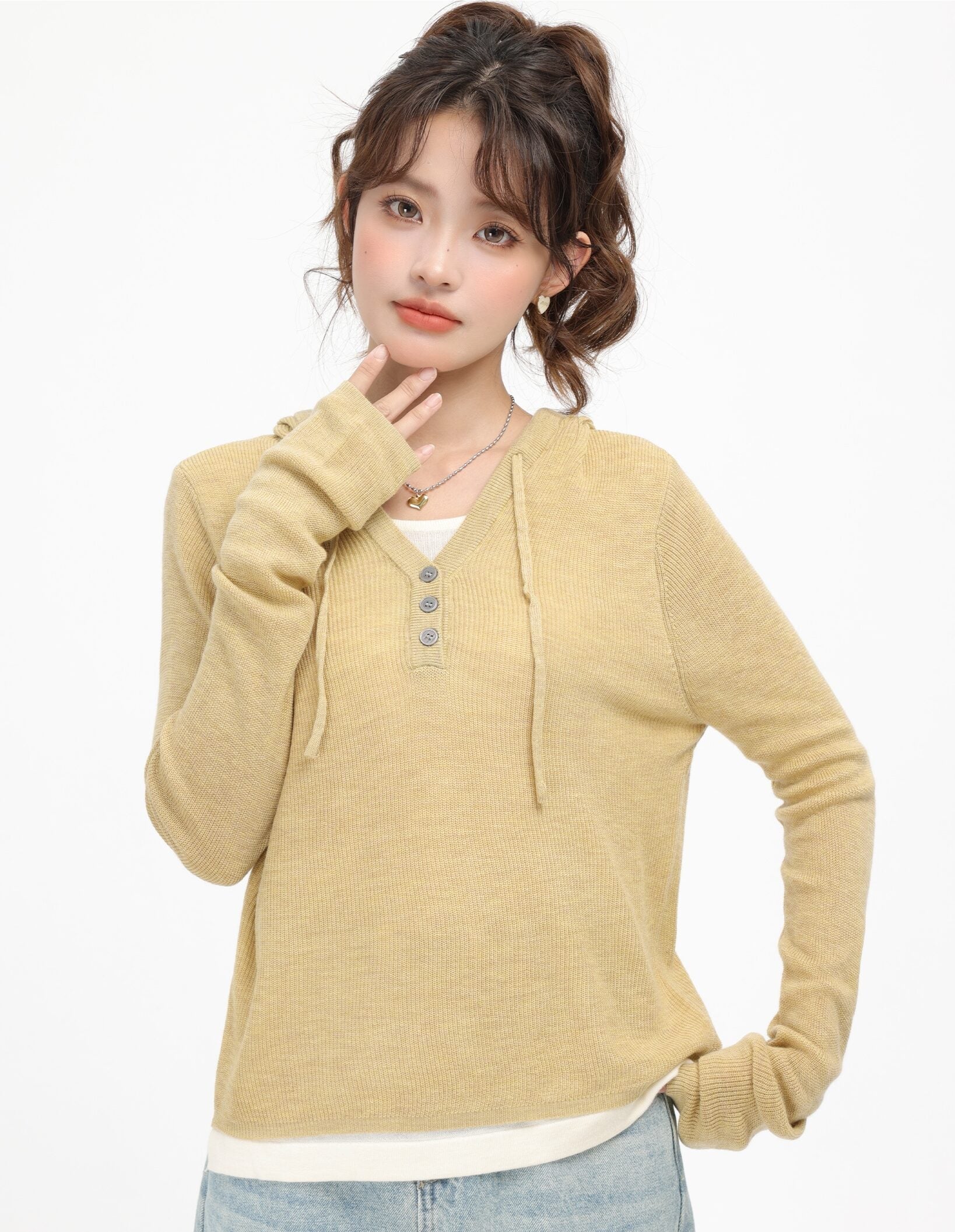 Yellow Casual Autumn Shirt Hoodie