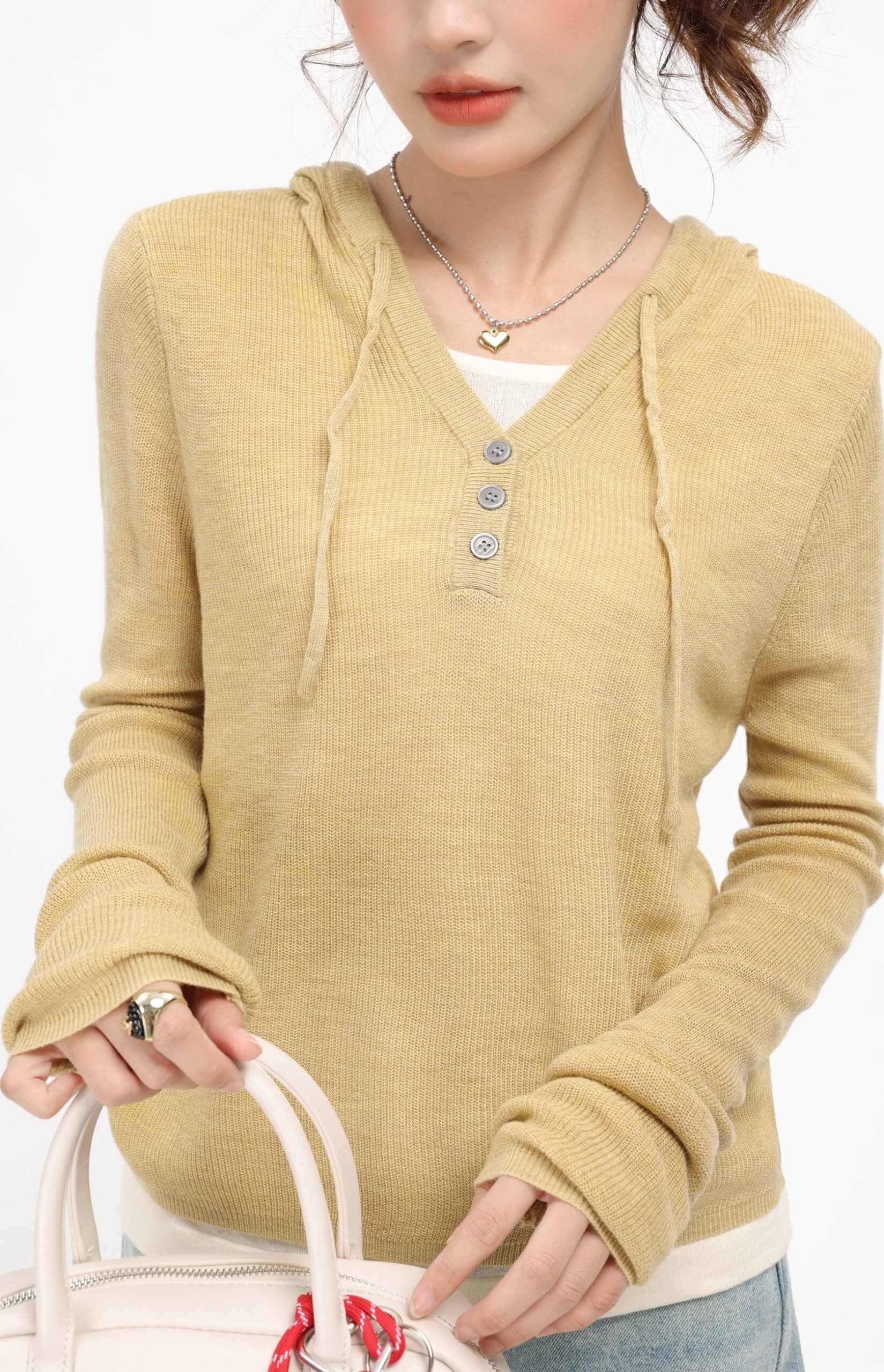 Yellow Casual Autumn Shirt Hoodie