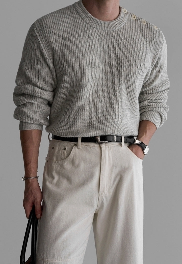 Cozy Knit Crewneck Sweater Classic Casual Style