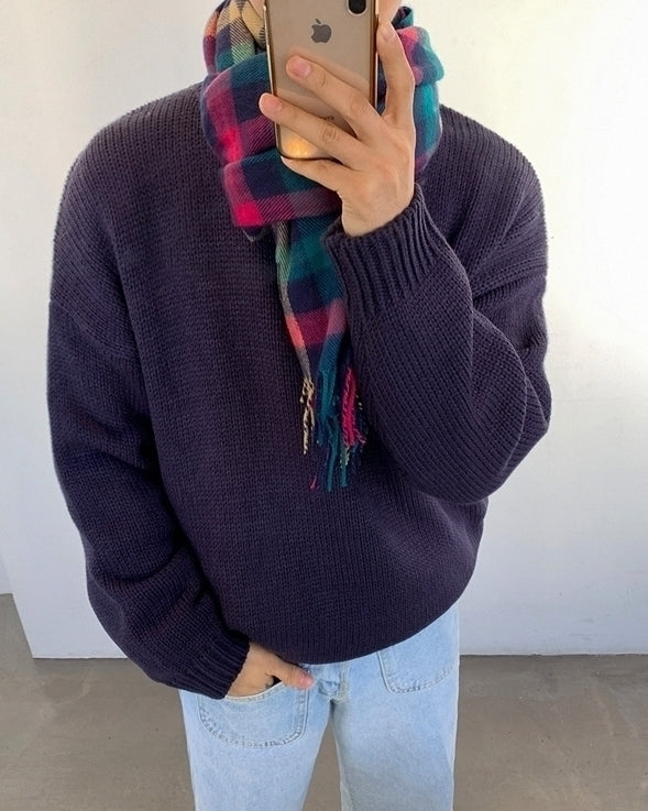 Cozy Knit Crewneck Sweater Warm Casual Pullover