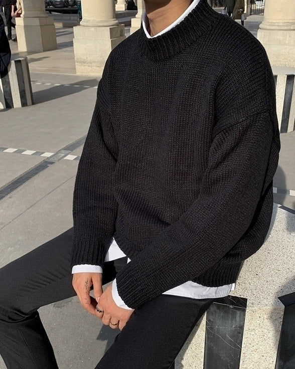 Cozy Knit Crewneck Sweater Warm Casual Pullover