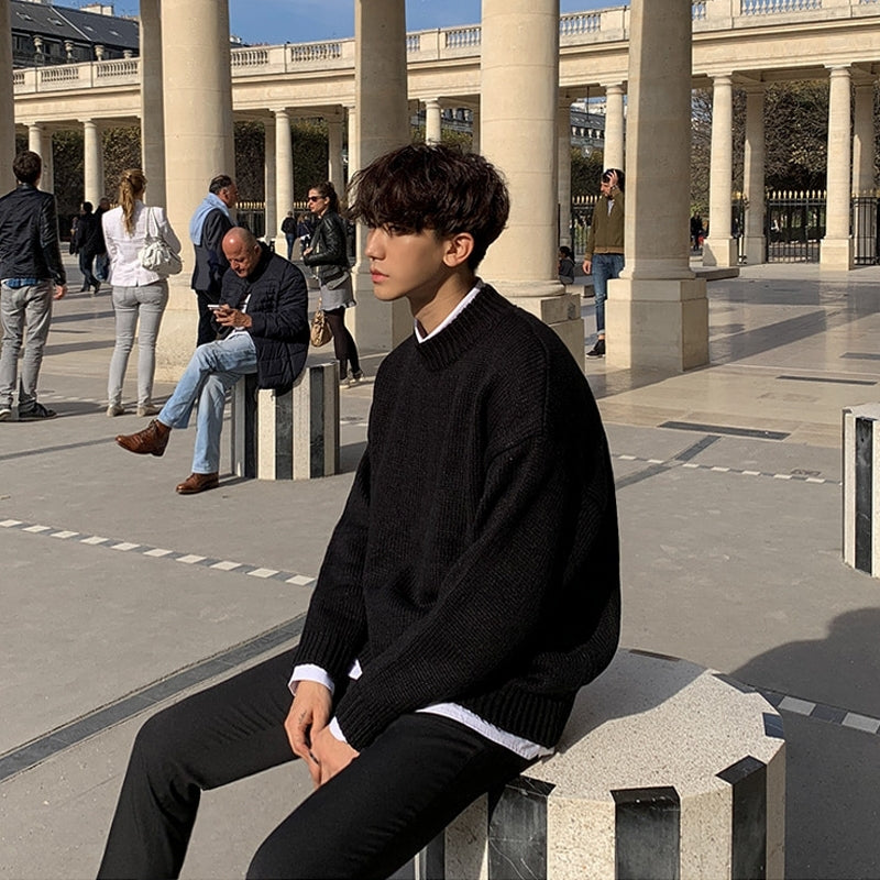 Cozy Knit Crewneck Sweater Warm Casual Pullover