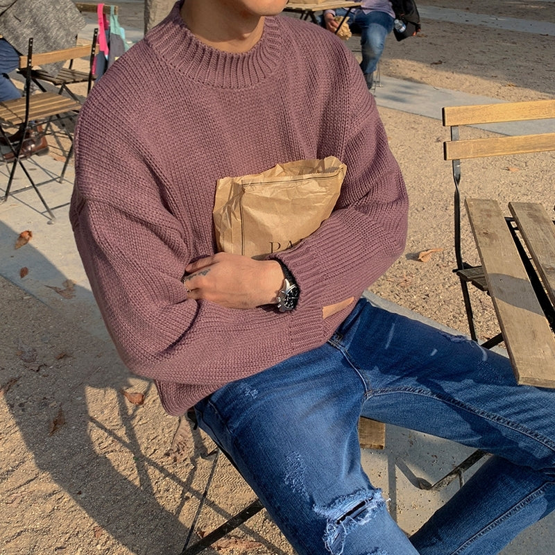 Cozy Knit Crewneck Sweater Warm Casual Pullover