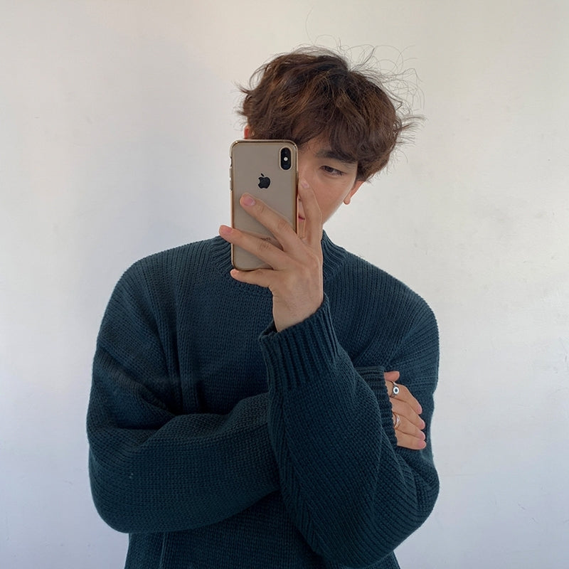 Cozy Knit Crewneck Sweater Warm Casual Pullover