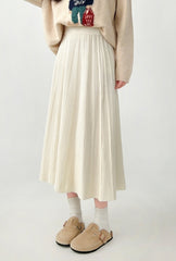Cozy Knit High Waist Midi A Line Skirt