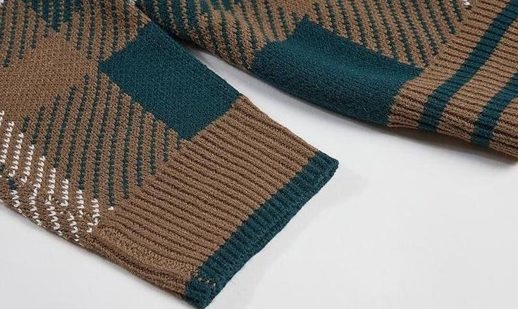 Cozy Knit Plaid Cardigan Sweater
